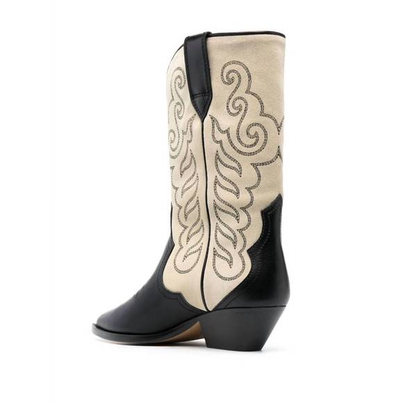 NEW ISABEL MARANT duerto suede cowboy boots in black/ecru - Picture 3 of 4